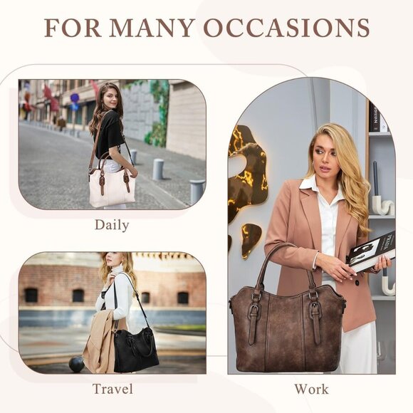 Hobo Bags for Women, Vegan Leather Top Handle Satchel Shoulder Purse Handbag Pur - Picture 7 of 7